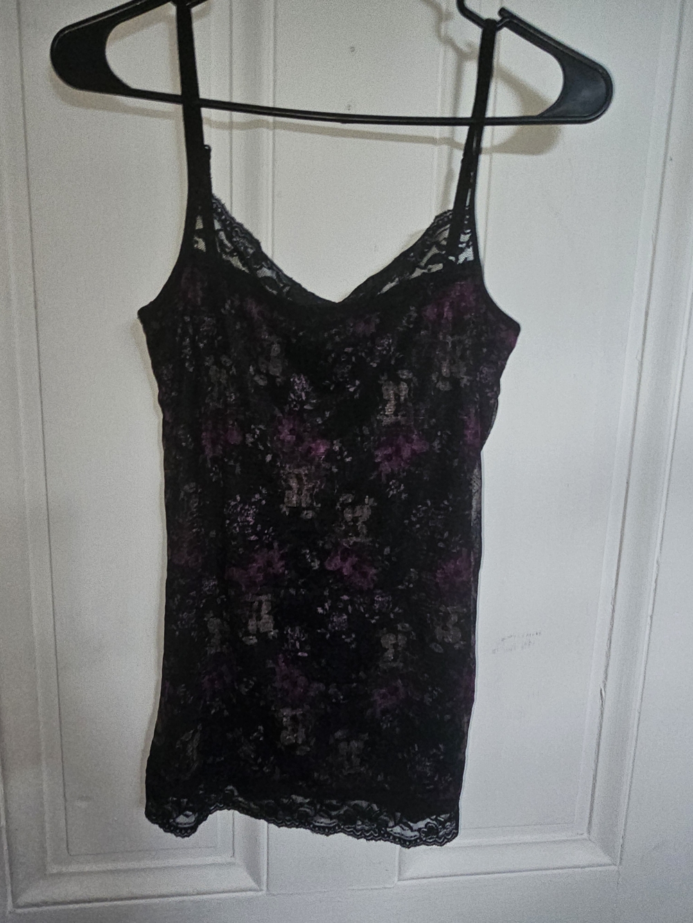 Maurices Black Lace Chemise with Purple Floral Print